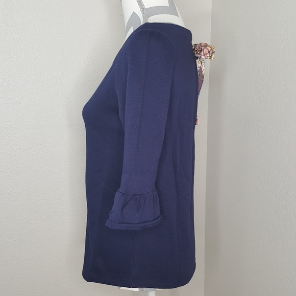 Modcloth Blue Bow Pullover Top - Picture 2 of 9